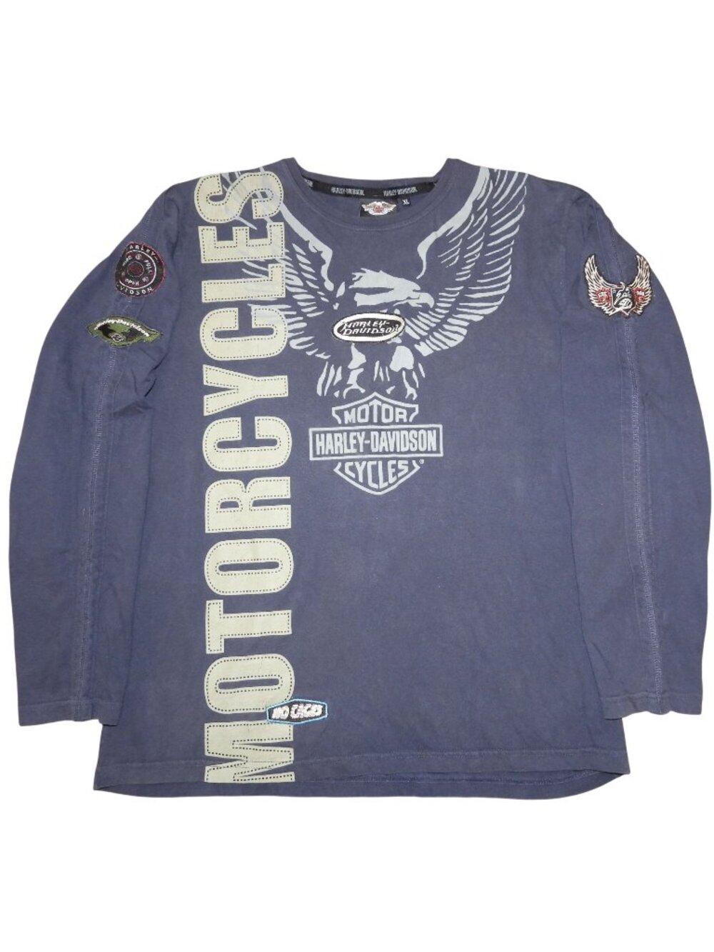 Vintage Harley-Davidson Motorcyles Big Logo w/ Patches Long Sleeve T-Shirt XL